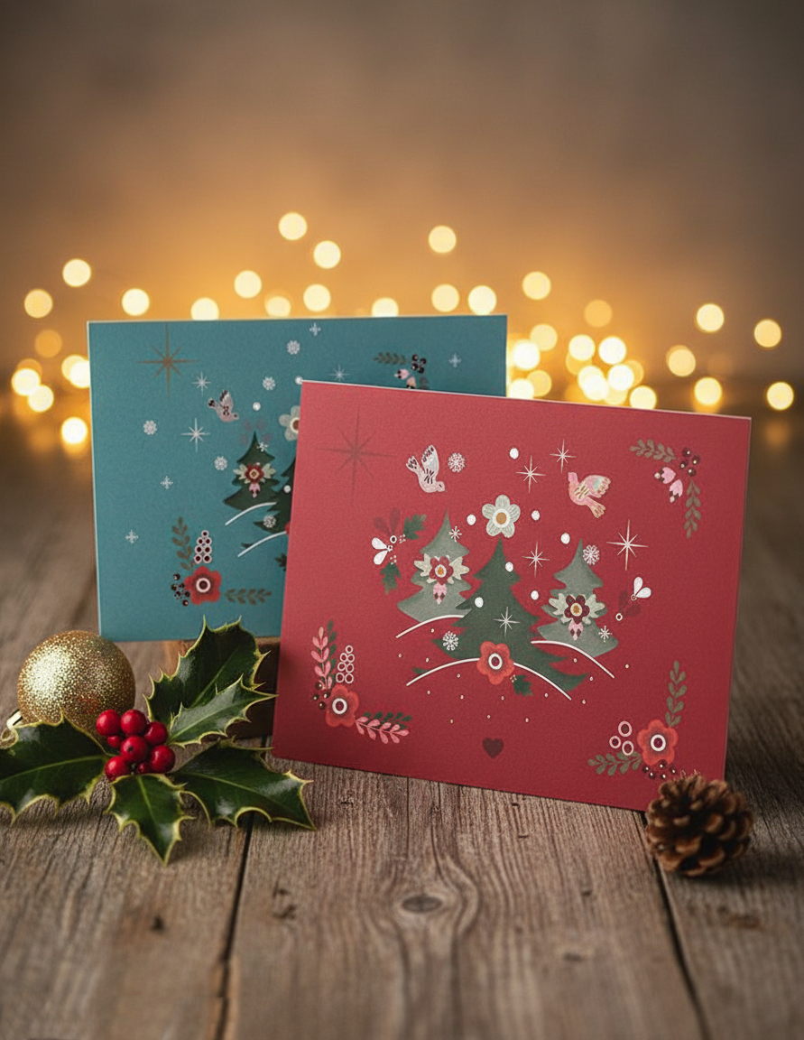 Joulukortti A6 | jouluinen metsä