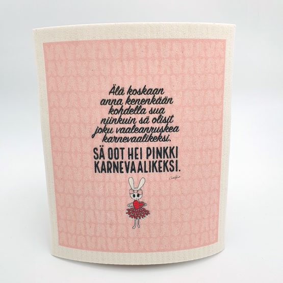 Tyypit piirtää ja suunnittelee iloa sun elämään! Laadukasta suomalaista muotoilua jo vuodesta 2015. Tyyppien tiskirätissä eli sieniliinassa tutut Voimalauseet tuo asennetta myös keittiöön. Näitä tiskirättejä ei tarvi piilottaa! Ne tuo iloa arkeen - ja kun huuhtelet ja laitat rätin kuivumaan aina käytön jälkeen, se pysyy siistinä useita kuukausia!
