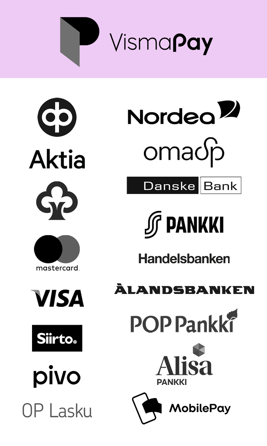 Luotettavat ja turvalliset maksut Tyypit-verkkokaupassa takaa kotimainen VismaPay.